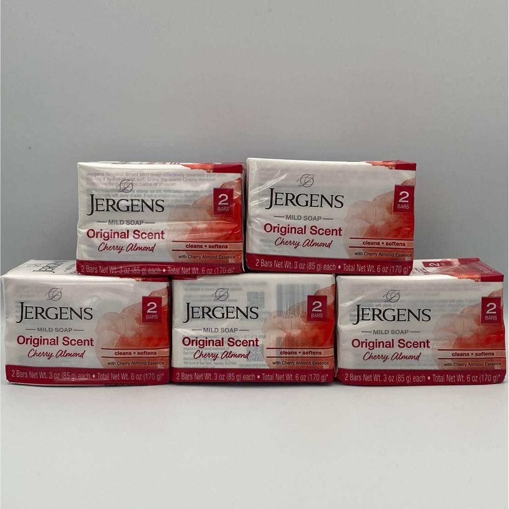 Jergens Cherry Almond Mild Soap Original Scent - 3 Oz Each - 5 pack (10 Bars)‎